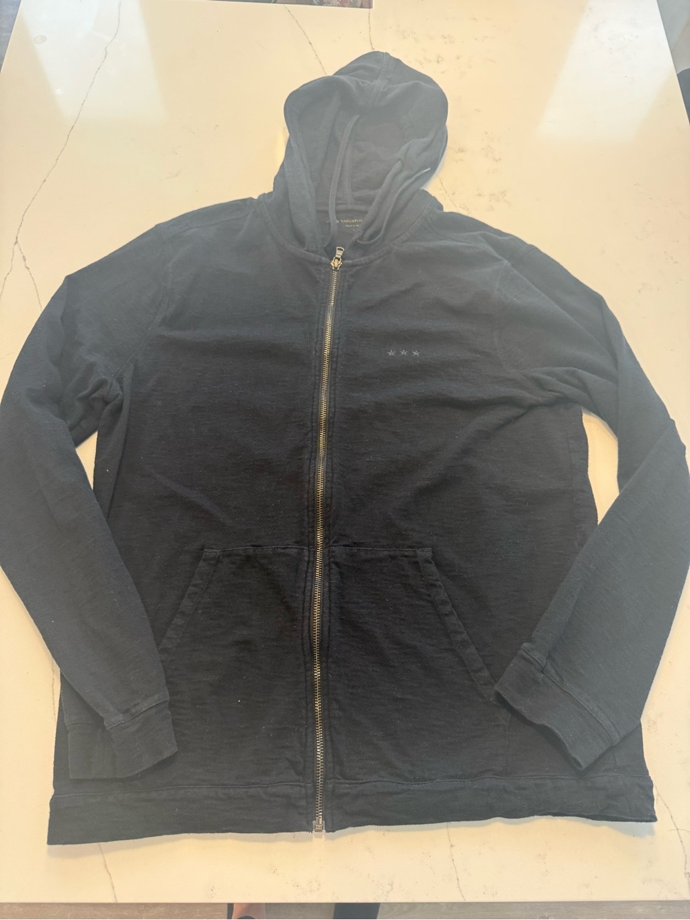 John Varvatos Black Full-Zip Hooded Sweater